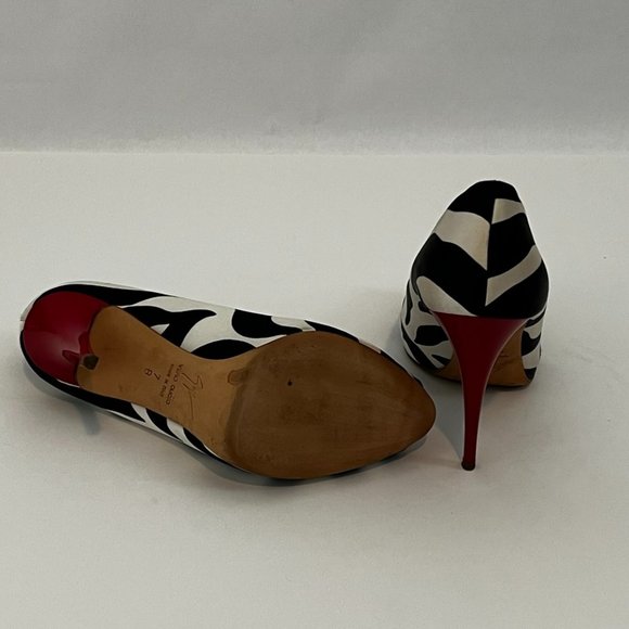 Giuseppe Zanotti Zebra Print Peep Toe Pumps Size US 7 - Picture 3 of 6